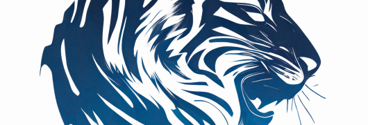 Logo tête de lion bleue et blanche