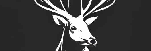 Logo tête de cerf blanche sur fond noir